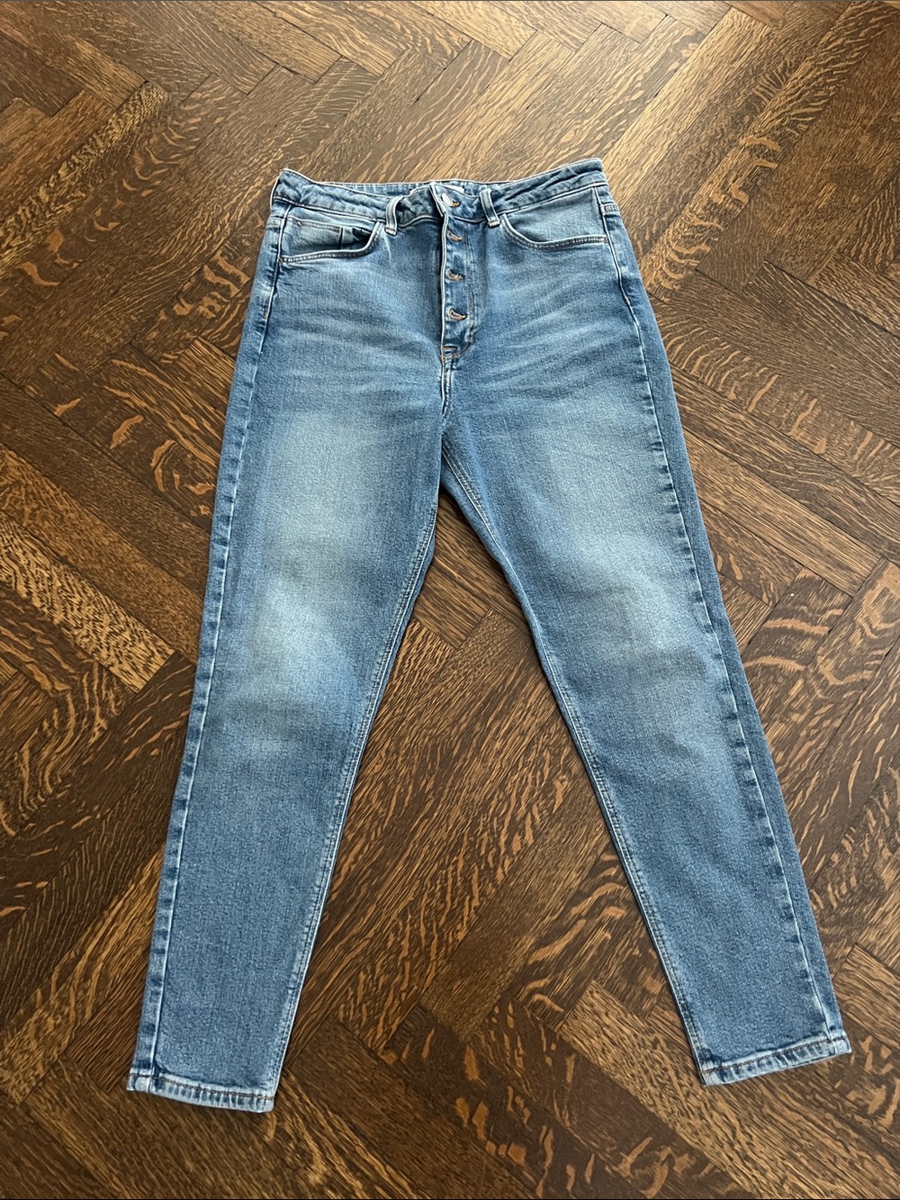 Zara High-Rise Button-Fly Light Blue Jeans
